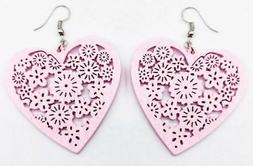 &nbsp; Con Pendente&nbsp; Pendente Cuore Rosa&nbsp; In Legno Intagliato