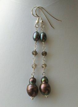 Con Perle Barocche Grigio Scuro Rondelle Fum&egrave; Argento 925