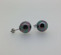 Con Perle Nere 12 Mm In Argento