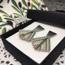 Con Perline Triangolo In Ottone Argento Verde Bianco Rosa