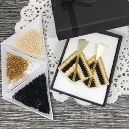 Con Perline Triangolo In Ottone Dorato Nero Beige