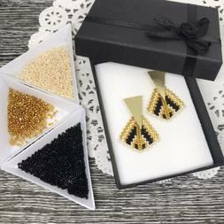 Con Perline Triangolo In Ottone Dorato Nero Beige