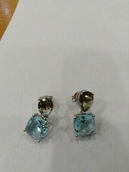 Con Swarovsky Azzurro / Grigio ,in Argento 925,  Nuovi Con A