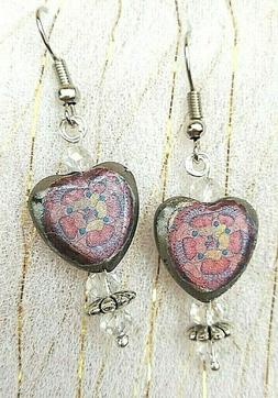 Cuore A Cuore #8 _red Rainbow Flower _ Vintage Earrings