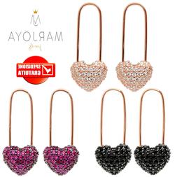 Cuore Con Zirconi Bianchi,neri E Fucsia In Argento 925 Ros&egrave;