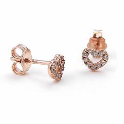 Cuore In Oro Rosa 14 Kt Con Zirconi Bianchi Da Donna O Ragaz