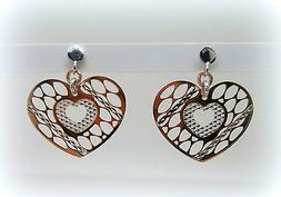 Cuore Pendente In Argento 925 Parz. Placcato Oro Rose'