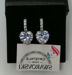 Cuore Punto Luce Placcati Oro Bianco 14 Kt E Swarovski Sworo