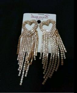 Cuori Donna Oro Pendenti Dorati Cristalli Strass San Valenti