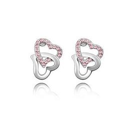 Cuori Intrecciati Decorato Con Cristallo Rosa By Swarovski