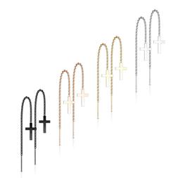 Da Donna - 1 Paio Passant Croce Catena Acciaio Inox Gotico #