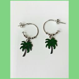 Da Donna A Cerchio Con Pendente Palma Smaltato Verde In Arge