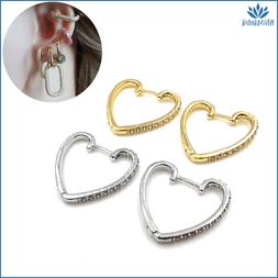 Da Donna A Cerchio Cuore Lobo Con Zirconi Oro Argento Ragazz