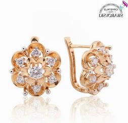 Da Donna A Fiore Oro Giallo 18 Kt Placcato E Cristalli Swaro