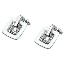 Da Donna Acciaio Inox Argento Ceramica Bianca A Bottone