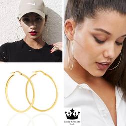 Da Donna Cerchio Grandi Argento Oro Diametro 7,5 Cm Fini Leg