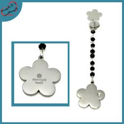 Da Donna Con Pendenti Pendente Strass Lunghi Neri Quadrifogl