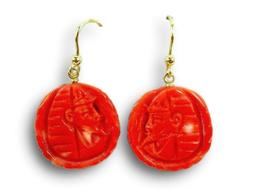 Da Donna Corallo Vero Oro 18 Kt 750 Tutankhamon In Pendenti 