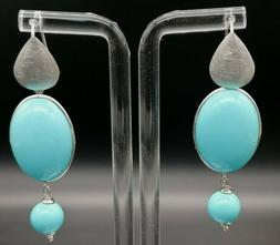 Da Donna Grandi Pendenti In Turchese E Argento Gioiello Ital