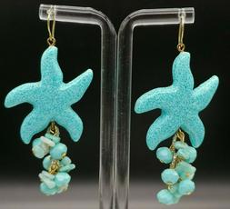 Da Donna Grandi Pendenti Turchese Argento 925 Gioiello Itali