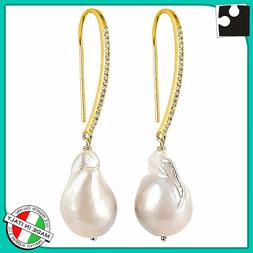 Da Donna In Argento 925 Dorati Con Zirconi Pendenti Bianchi 