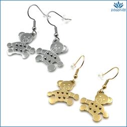 Da Donna Lunghi A Lobo Pendenti Con Orso Orsetto In Acciaio 