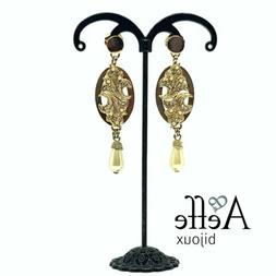 Da Donna Pendenti Con Perla A Goccia &egrave; Strass Brillanti Mad