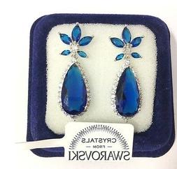 Da Donna Pl.oro Bianco 18k Zirconi Cristalli Swarovski Blu S