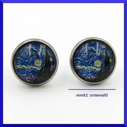 Da Per Donna A Lobo Bottone Van Gogh Notte Stellata Argento 