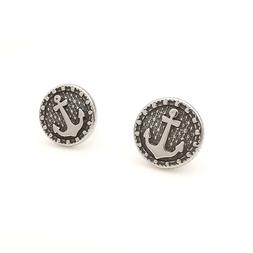 Da Uomo In Acciaio Con Ancora Nero Neri Orecchino A Lobo Pic