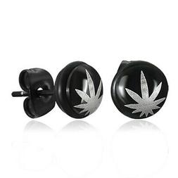 Da Uomo In Acciaio Nero Con Foglia Di Cannabis Ze0020