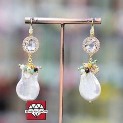 Di Argento 925 A Monachella Coni Cristalli E Perle Di Fiume 