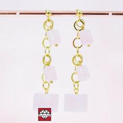 Di Argento 925 A Perno Con Catena Placcato Oro Con Quarzo Ro