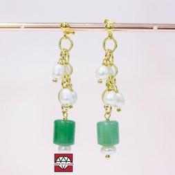 Di Argento 925 A Perno Placcato Oro Con Catena Perle Di Fium