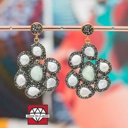 Di Bronzo A Perno Con Marcasite Strass, Perle Di Fiume E Pie