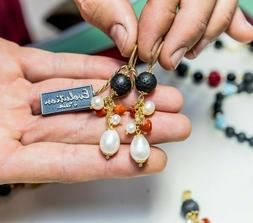 Di Corallo Con Perle Naturali Pietra Lavica In Argento 925 P