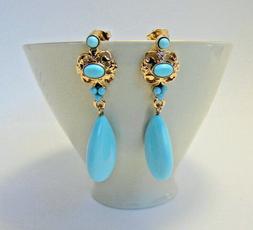 Di Turchese Blu Art Nouveau Pendenti Lunghi Art D&egrave;co Gioiel