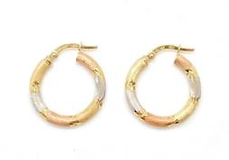 Donna Oro 18 Kt 750 - Orecchini Oro 3 Colori - Made In Italy