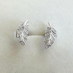 Donna A Lobo Colore Argento Foglia Con Zirconi Bianchi - 200