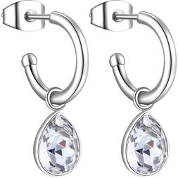 &nbsp;donna&nbsp;acciaio&nbsp;cerchio Con Cristallo Pendente&nbsp;skt21 S&rsquo;