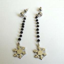 Donna Acciaio Cristalli Neri Zircone Bianco E Fiocchi Di Nev