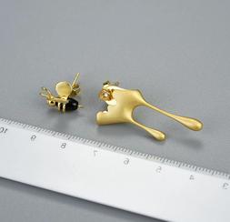 Donna Ape Miele Argento 925 Oro/ Women's Earrings Bee Honey 