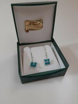 Donna Argento 925 Pendenti Fiore Azzurro