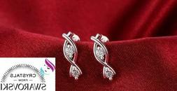 Donna Argento 925% Brillante Swarovski Veri Punto Luce  Swor