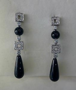 Donna Argento 925,zirconi , Agata Nera Idea Natale Earrings 
