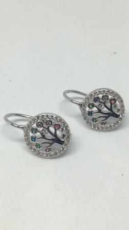 Donna Argento Albero Della Vita Con Zirconi Colorati Pendent