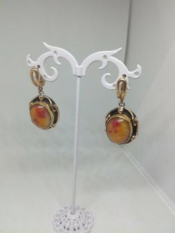 Donna Argento E Bronzo Corniola Cabochon Etnico Artigianale