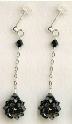 Donna Argento&nbsp; E Pietre Cristallo Swarovski Bicono Nero