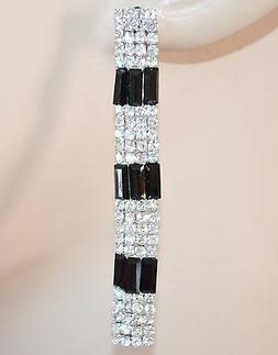 Donna Argento Eleganti Pendenti Strass Trasparenti Cristalli