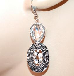 Donna Argento Etnici Strass Cristallo Trasparente Gocce Raga